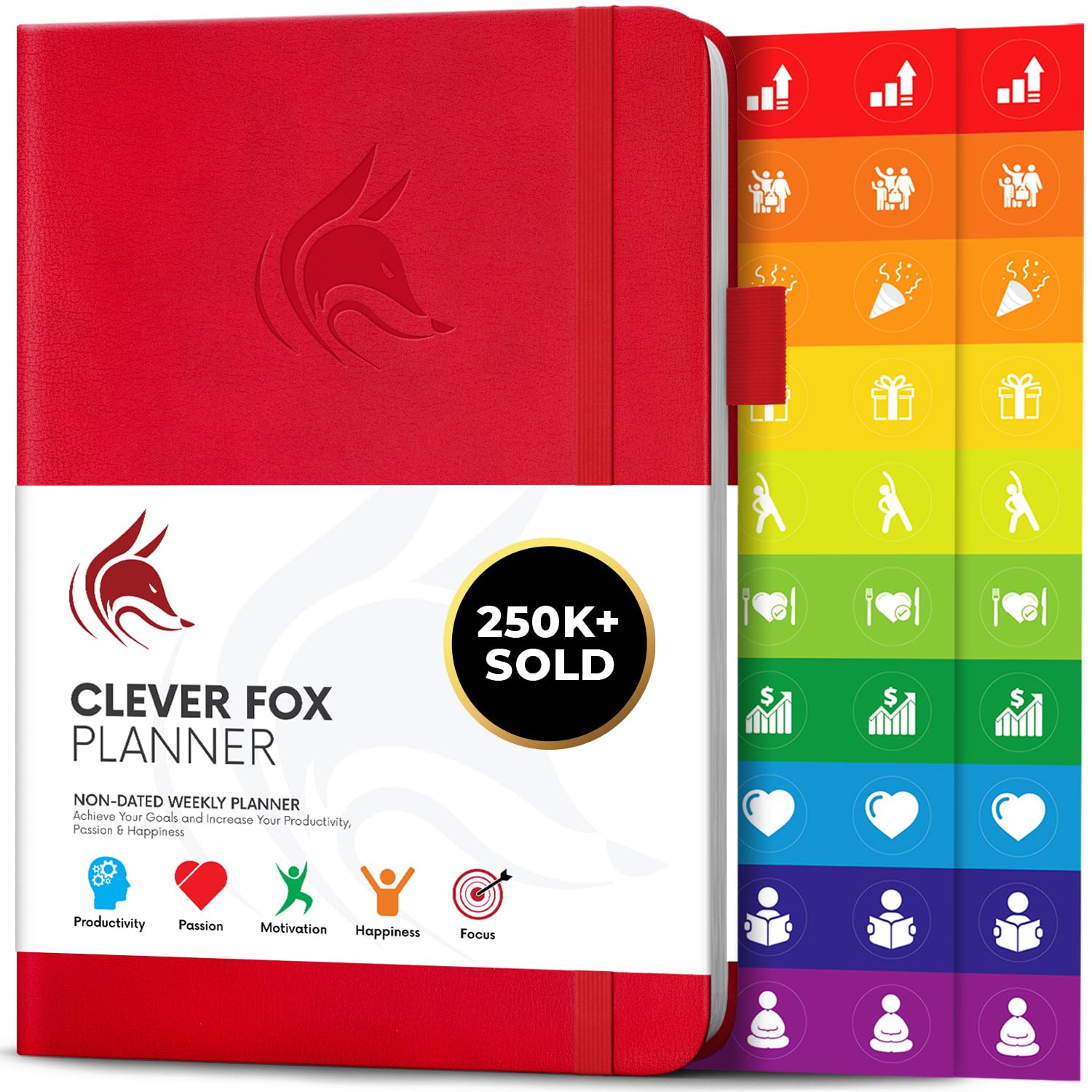 Clever Fox Planner – Undated Weekly & Monthly Organizer Journal for Productivity, Time Management & Goals – A5 (Red)