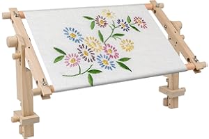 EMBHAND Adjustable Embroidery Stand for Table - Cross Stitch Hoop Stand for Table, Beech Wood Tapestry Scroll Embroidery Frames Holder with 20in * 12in Cross Stitch Hoop