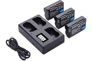 3-Pack EN-EL15 /EL15A/EL15B/EL15C Batteries with Smart Triple Slot LCD Charger for Nikon Z6 Z7 D500 D600 D610 D750 D780 D800 