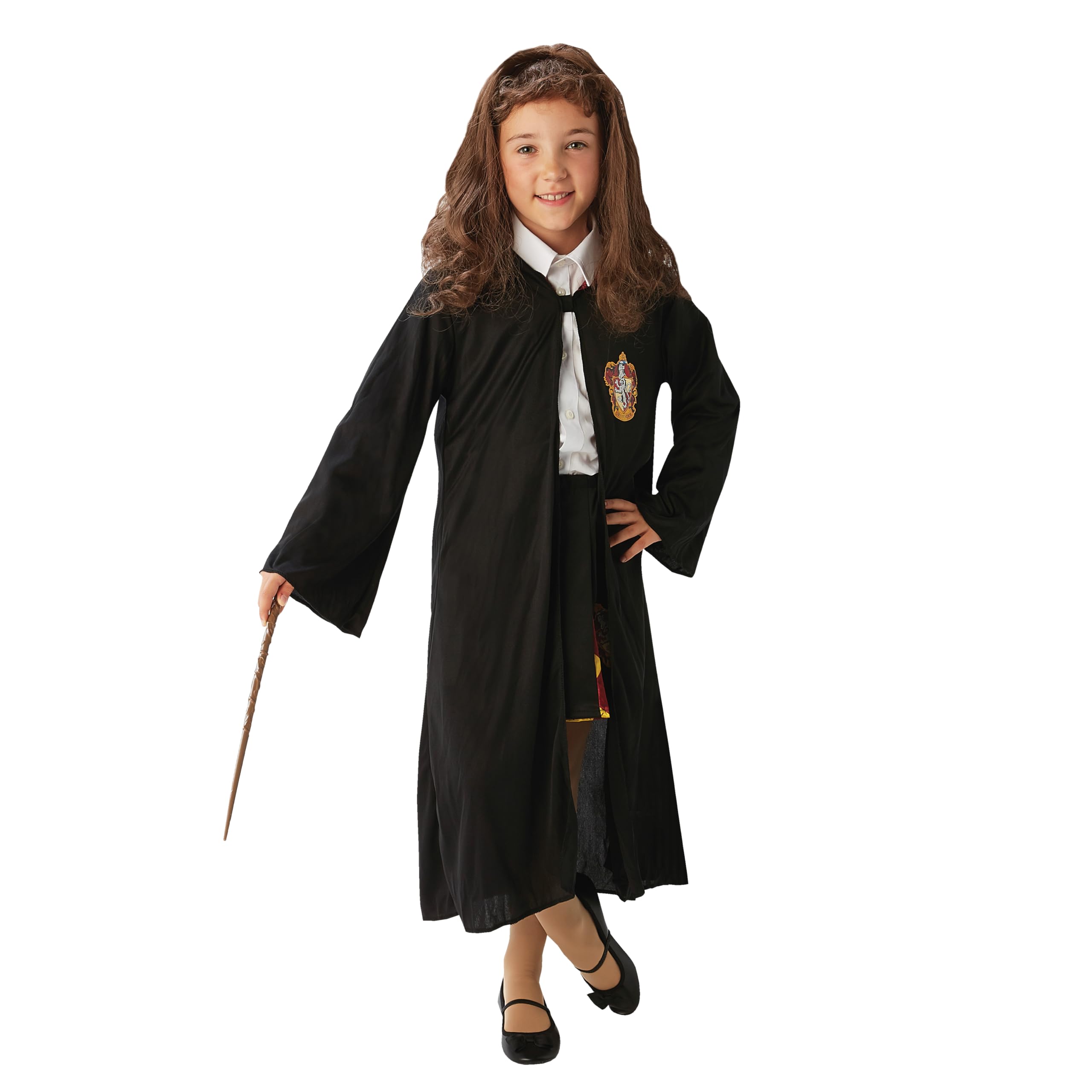 Rubies Official Harry Potter Hermione Granger Gryffindor Costume Set, with Robe, Wig and Wand, One Size Approx Age 4-8 Years, Black Halloween