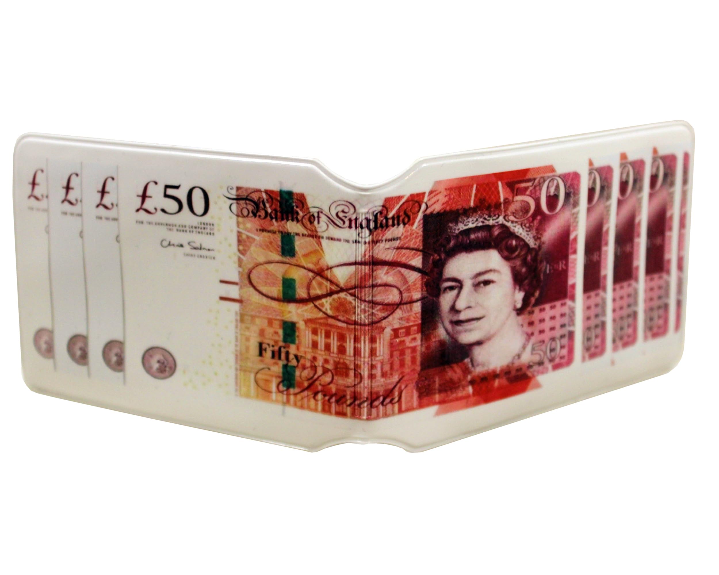 £50 Pound Note Credit Card Bus Pass Wallet Slimline Travel Rail Ticket Holder Cover for Oyster Business Zip ID Card - Bifold - Party Bag Gift School Leaver Uni (10x Wallets)