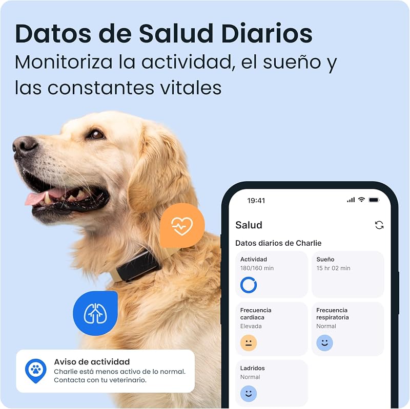 Smart Dog GPS - Pacote com capa verde-oliva | Edição 2025 | Localização GPS em Tempo Real | Alertas Anti-Fugas e Avisos de Saúde | Monitor de Sinais Vitais (Preto)