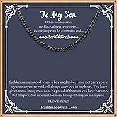PAERAPAK Son Necklaces Gifts - Silver/Black Stainless Steel Cross Necklace Cuban Link Chain Necklace for Son