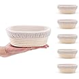 DOYOLLA Mini Oval Proofing Set (6.5inch, set of 5), Sourdough Proofing Baskets Bread Dough Rising Bowls w/Liners for Home Sourdough Bakers Baking