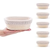 DOYOLLA Mini Oval Proofing Set (6.5inch, set of 5), Sourdough Proofing Baskets Bread Dough Rising Bowls w/Liners for Home Sou
