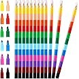 Leinuosen 12 Pieces Colorful Stacking Crayons Stackable Buildable Crayons for School Office Supplies, 12 Colors