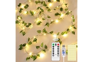 DomeStar Vines with String Lights, 40Ft 120 LED Fake Vines Fairy Lights for Fences Hallways Railings Home Leaves Wall Decor (