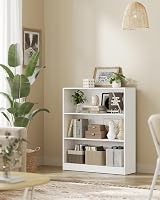 VASAGLE 3 Tier Bookcase with Adjustable Shelves 80x24x93 cm White LBC106T14 view 2