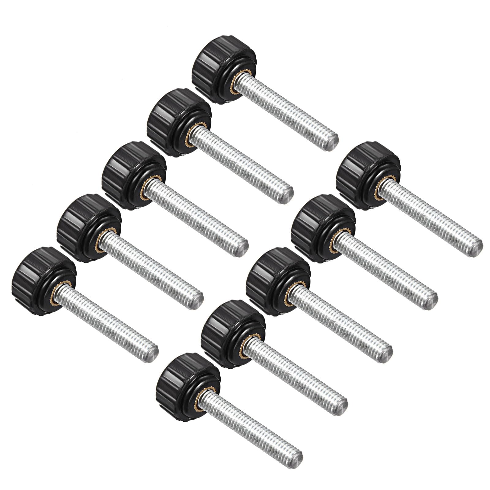 CoCud Knurled Clamping Knobs, M5 x 30mm Male Thread 16mm Head, Thermoset Plastic Thumb Screw Grip Bolt Knobs Black - (Applications: for Lathe Machinery), 10-Pieces