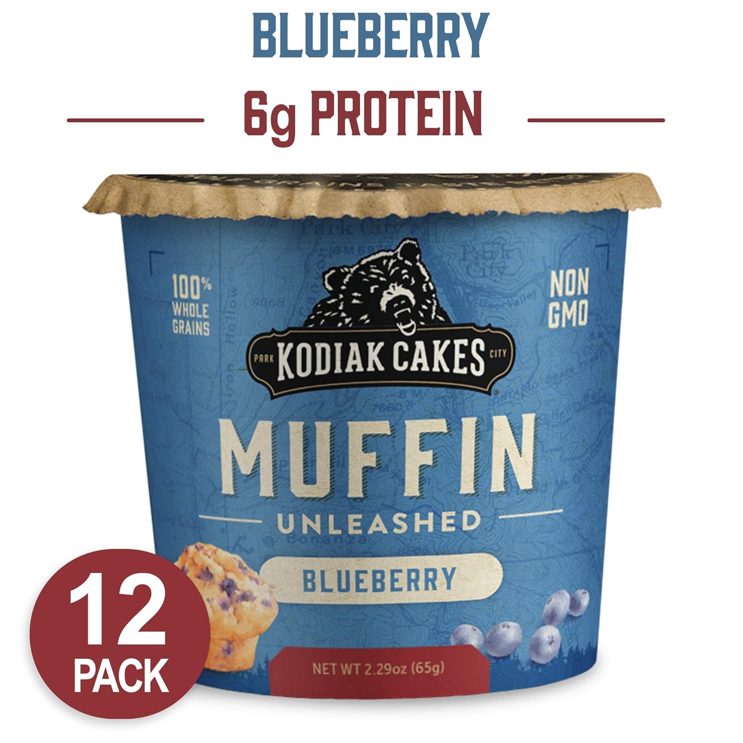 Kodiak Cakes Minute Muffins, Mountain Blueberry, 2.29 Ounce (Pack of 12) (Packaging May Vary)
