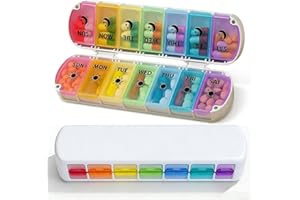 Qeedee Foldable Weekly Pill Organizer 2 Times a Day, Large Capacity 7 Day AM PM Travel Pill Box, Portable Dual-Protection Dai