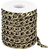 Jabogrii 5 Meters Curb Cuban Chain for Jewelry Making Bronze Plated Aluminum Jewelry Making Chains DIY Craft Chain Spool