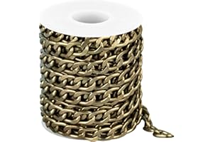 Jabogrii 5 Meters Curb Cuban Chain for Jewelry Making Bronze Plated Aluminum Jewelry Making Chains DIY Craft Chain Spool