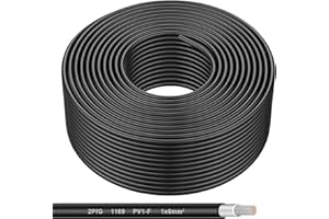 Shirbly Solar Panel Wire - 200FT Black Tinned Copper Wire, 10AWG (6mm²) PV Wire Solar Extension Cable for Outdoor Automotive RV Boat Marine Solar Panel - Black (10AWG 200FT)