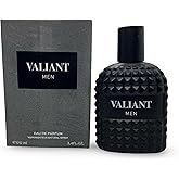 United Scents VALIANT MEN Eau de Parfum, Black Studded Bottle, Citrus Floral Fragrance, 3.4 Fl Oz