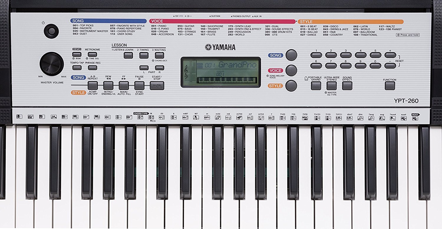 YAMAHA YPT260 61Key Portable Keyboard With Power Adapter (Amazon