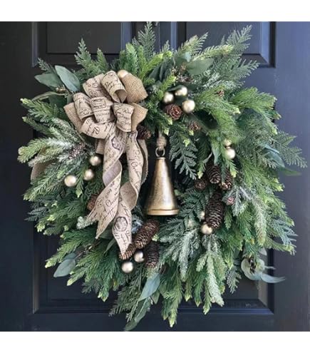 Corona De Navidad De Cascabel, Colgante De Rama De Pino