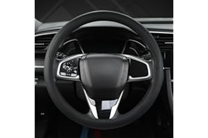 West Llama Thin Car Steering Wheel Cover, Universal 14.5-15 inch Nappa Leather Steering Wheel Cover, Ultra Thin, Anti-Slip, Breathable(Black-Standard Size)