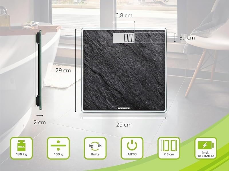 Personenwaage Style Sense Compact 300 Slate, Tragkraft 180 kg