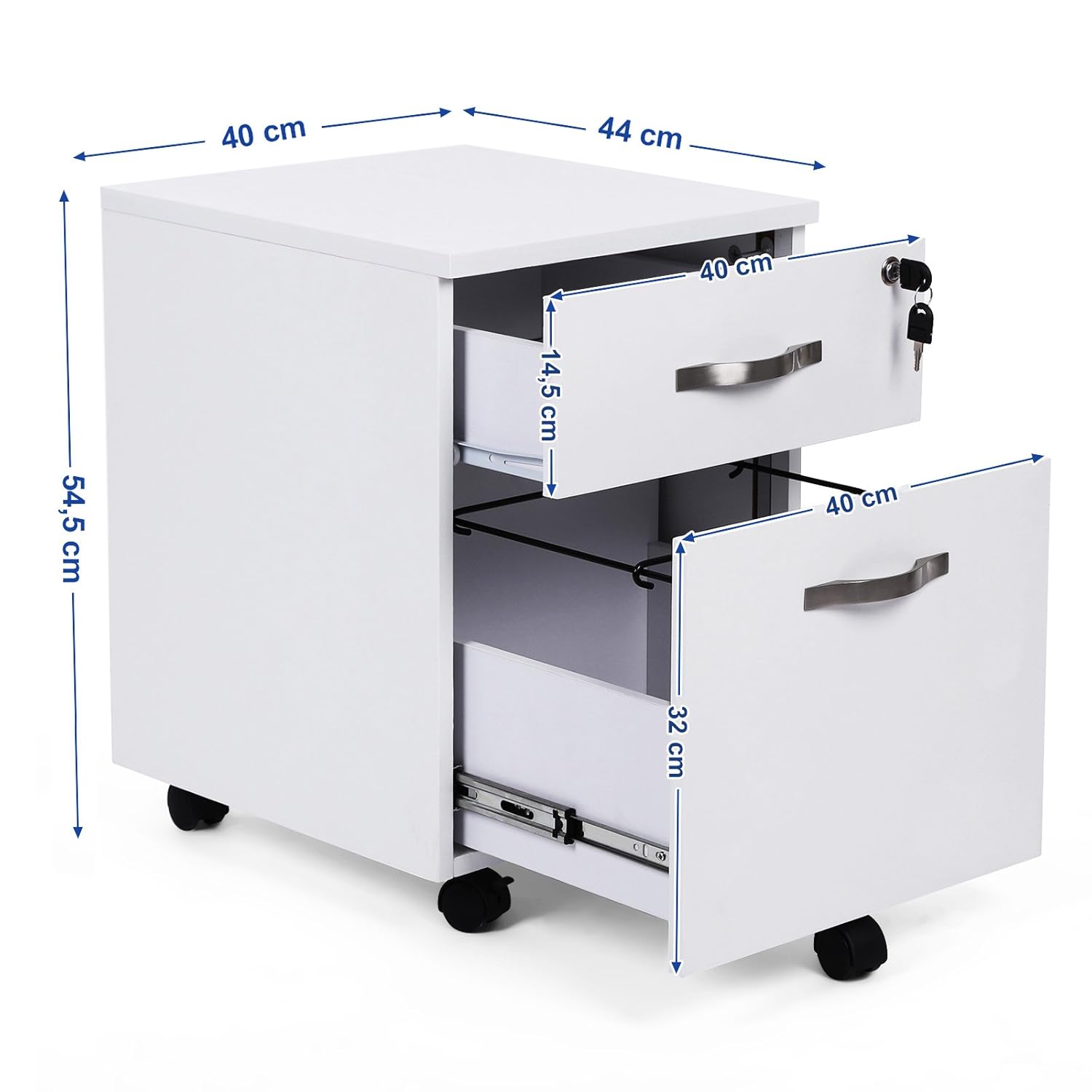 Songmics File Cabinets Mobile Pedestal With Locks And Drawers With Instruction And Tool Bedside Table Cabinet Storage Easy To Assemble Under Desk For Documents 44 X 40 X 54 5 Cm Lcd22w Furniture