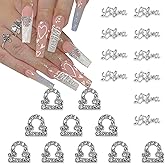 XEAOHESY 20 Pieces Silver Alloy Libra Zodiac Nail Charms 10pcs Libra Symbols Sign Charms for Nails 10pcs Libra Words Nail Charms for Women Nail Art Decoration
