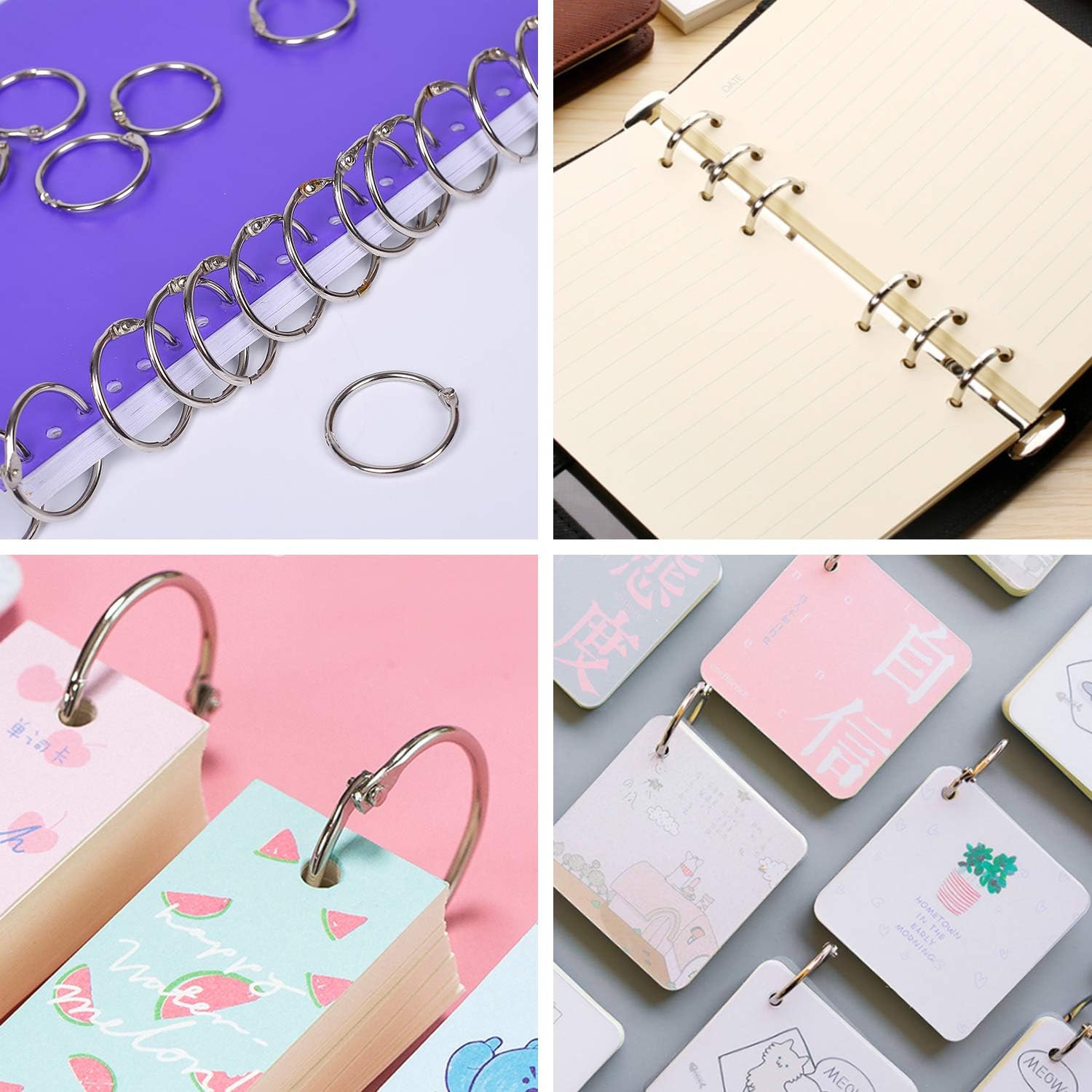 120Pack 1 Inch Binder Rings, Loose Leaf Binder Rings Office Book Rings, Nickel Plated Steel Binder Rings, Key Chain Key Rings, Metal Book Rings for School, Home or Office : Office Products