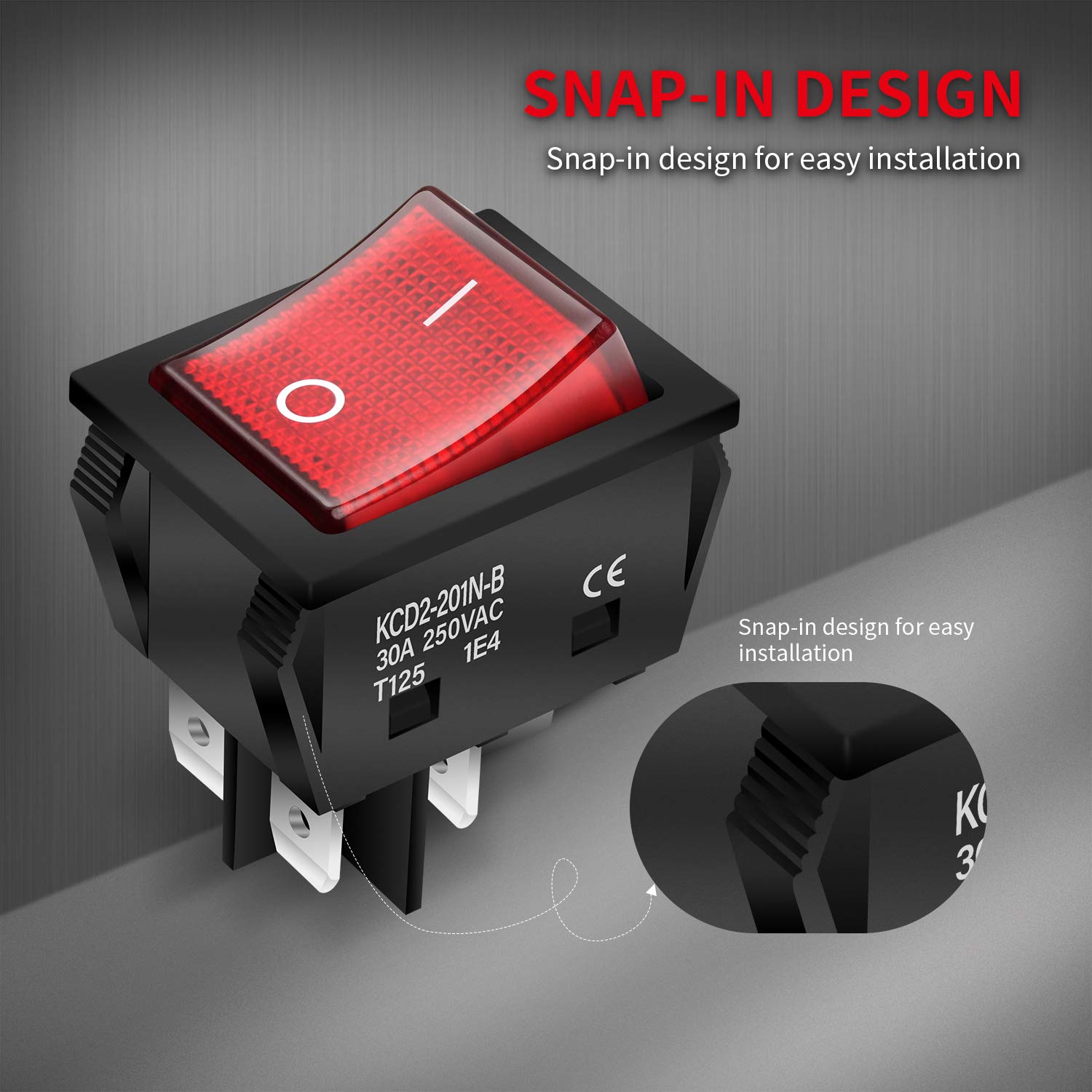 Mua DaierTek 30A 250V KCD2 KCD4 Rocker Switch DPST 4 Pin Red Lighted ...