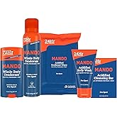 Mando Whole Body Starter Kit - 2.6oz Solid Stick, 3.6oz Spray, 1.5oz Acidified Body Wash, 5oz Acidified Cleansing Bar, 15ct Deodorant Wipes - Aluminum Free Odor Control - 5 Piece Bundle (Pro Sport)