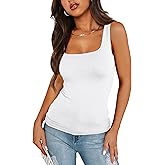 XIEERDUO Womens Square Neck Fitted Tank Tops Double Layer Seamless Slim Fit Shirts 2025 Basic Spring Summer