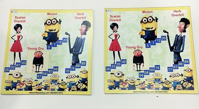 Minions Printed Tambola Tickets