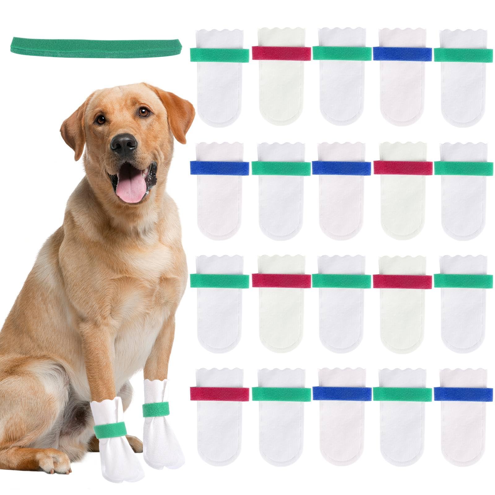 Photo 1 of 20 Disposable Dog Paw Protectors Adjustable Velcro Socks for Small Medium Large Dogs Indoor Outdoor Walking Footmuffs (M (16-33 lb) 20)