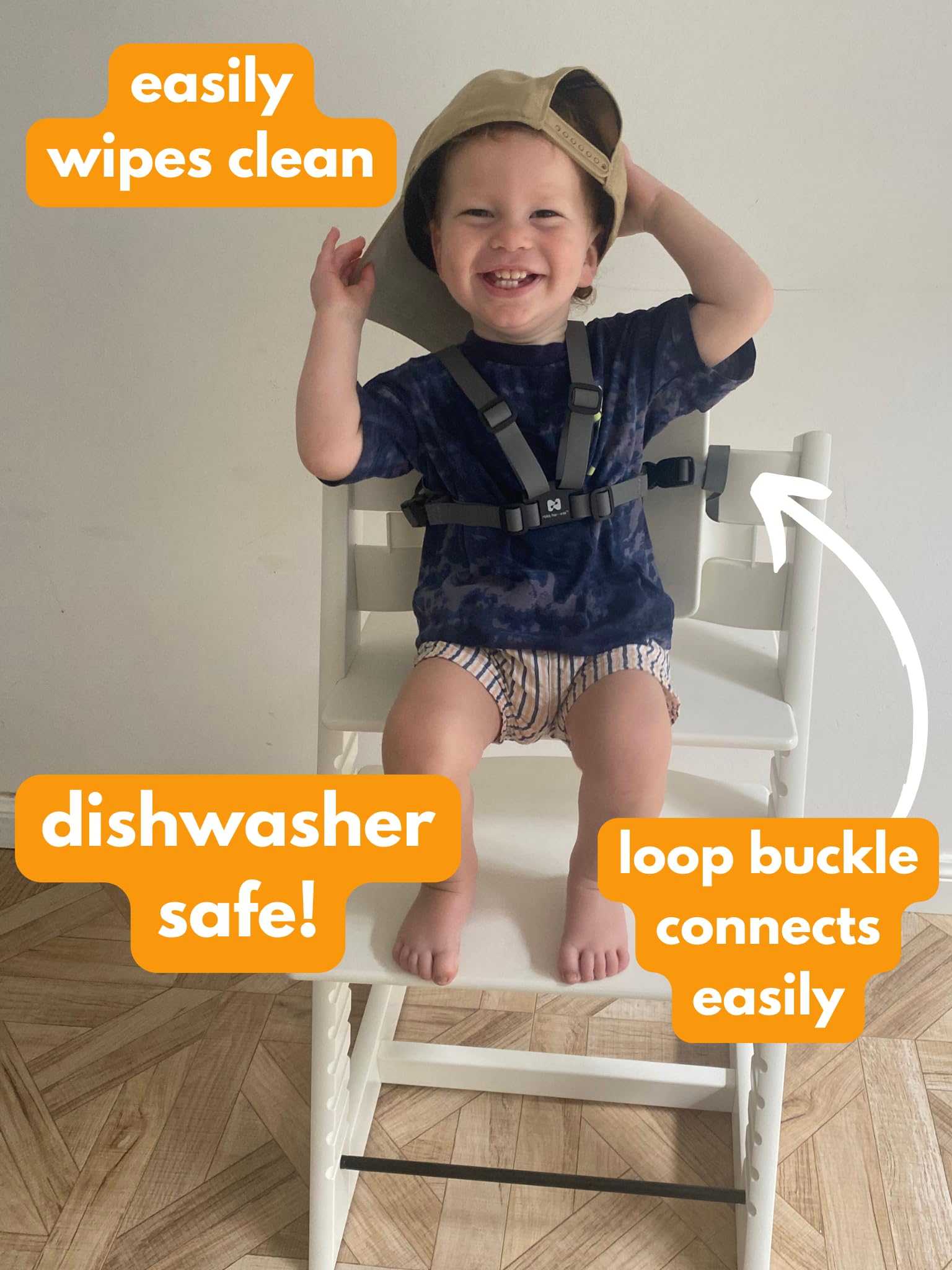 ROKA HARNESS Wipe Clean Silicone Harness for Stokke Tripp Trapp - Replacement Straps for Baby Wooden Highchairs