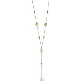Kooljewelry 14k Yellow Gold Disc Station Lariat Necklace (17 inch)
