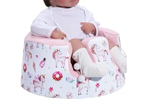 BOMOLOUR Seat Cover Compatible with Bumbo Seat & Nuby Seat, Soft Breathable Mesh Fabric for Summer, Anti-Slip, Cover Only - Pink Unicorn
