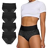 FallSweet Seamless High Waisted Lace Underwear No Show Panties Sexy Smooth Wide Band Briefs Pack