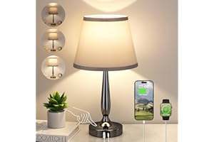 Kakanuo Touch Table Lamp for Bedroom, Small Bedside Lamp with USB C Charging Port, 3 Way Dimmable Touch Control Nightstand Lamp for Living Room and Office, LED Bulb Included