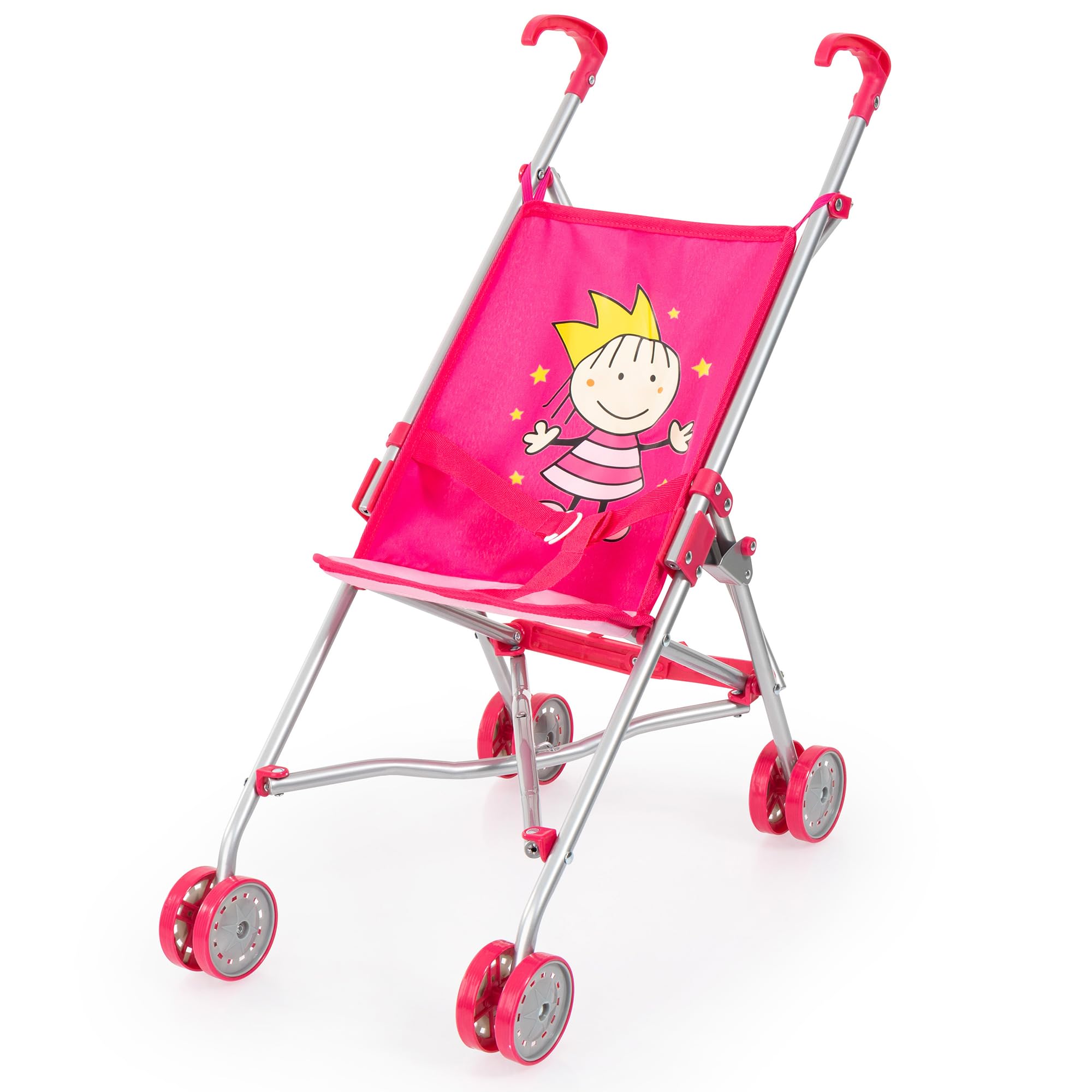 Bayer Design 30182AA Dolls Buggy Umbrella Stroller Pram for Toddler Foldable Double Wheels Stable, Pink