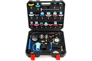 ZEAJSRU 28 Pieces of Anti-Freezing Liquid Replacement Filler Vacuum coolant Pressure Gauge, Motorcycle, Automobile and Truck Universal Radiator Pressure Leakage Tester kit (Black)