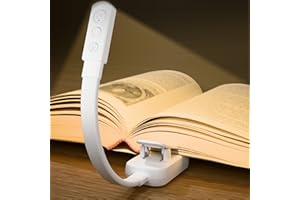 Lucarni Book Light,Reading Lights for Books in Bed,AAA Battery Clip-On Led Reading Light with 3 Colors & Stepless Dimming,Portable and Ultra-Lightweight with Long Runtime(White)