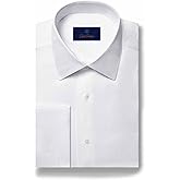 David Donahue Men's Regular Fit Horizontal Rib French Cuff Formal Shirt