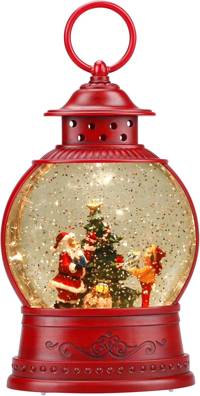 Snow Globes - Santa Snow Globe Lighted Christmas Decorations, Musical Christmas Snow Globe Lantern with Swirling Glitter,Christmas Holiday Party Gifts and Decorations