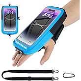 Phone Holder for Running, Running Armband Phone Holder with Carabiner, Phone Armbands for iPhone 17 16 15 14 13 12 11Pro Max & Galaxy S25/S24/S23, Cell Phone Armband Up to 6.8'' Phone (Blue)