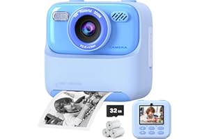 CIMIZI Kids Instant Digital Cameras for Boys and Girls, 1080P HD Dual-Lens Selfie Digital Camera with Print Paper & 32G Card, Christmas Birthday Gifts Toys for Toddler and Teenagers Age 3-16 Years Old