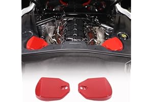 FGTAGTAL Rear Strut Tower Cover Compatible with Chevrolet Corvette C8 Stingray 2020-2024, ABS Engine Bay Rear Shock Absorbing Tower Protection Panel Cover Trim Accessories, 2PCS (Red)