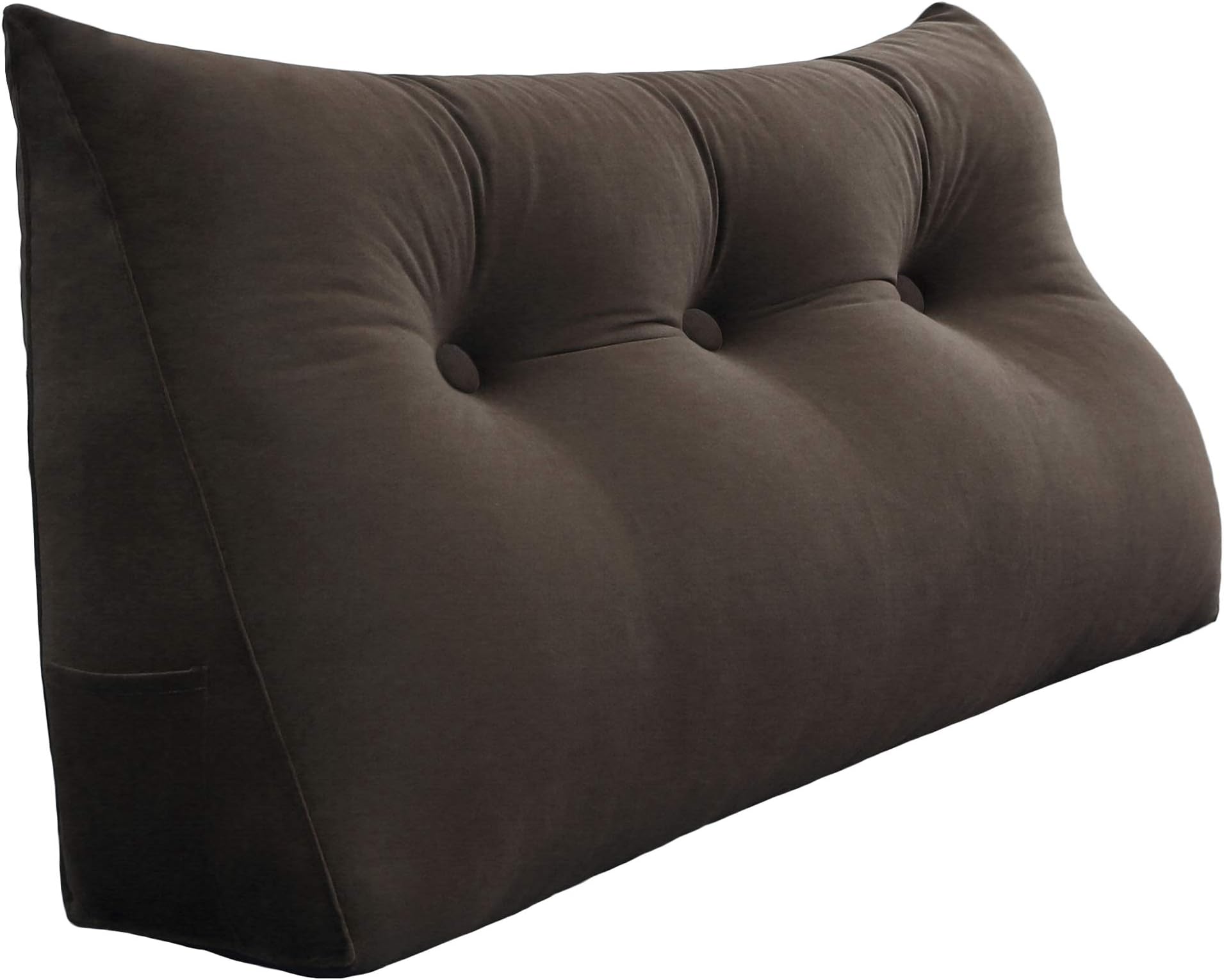 VERCART Triangular Lumbar Support Cushion for Bed Headboard Backrest Positioning Reading Wedge Pillow Back Rest Bloster for Armchair Sofa Couch with Removable Cover Velvet Brown 100cm