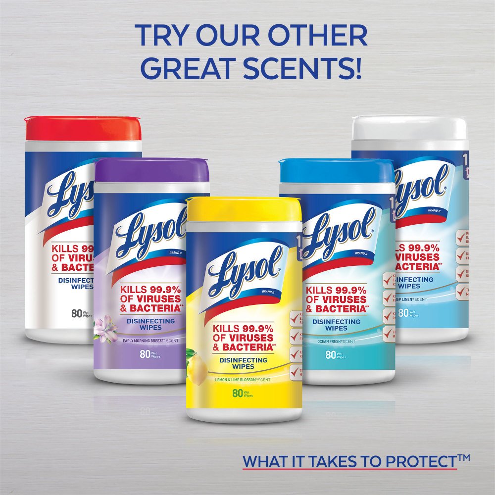 Lysol Disinfecting Wipes, Lemon & Ocean Breeze, 320ct (4x80ct) - Image 8
