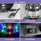 Global Gizmos Mini Disco Ball Light-Up 5 Inch USB Powered Party Tabletop view 3