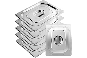 WEST BAY 6 Packs 1/2 Half Size Hotel Pan Lids, 12.9''L x 10.6''W Stainless Steel Steam Table Pan Lid with Handles, Metal Hotel Pan Covers for Home, Buffet, Cafeteria, Commercial Restaurant