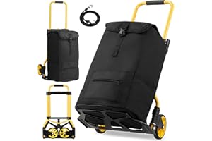 Osluken Foldable Hand Truck Dolly with Wheels, 330Lb Heavy Duty Folding Hand Truck with Mute Wheels, Utility&Portable, Personal Shopping Cart for Moving, Luggage, Groceries, Travel and Office