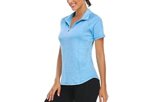 LURANEE Women's Short Sleeve Moisture Wicking Athletic Shirts Quarter Zip Pullover